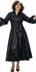 Dorinda Clark Cole 309031 - Black - Jacquard Print Dress with Sash Belt